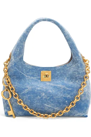 SCHIAPARELLI Mini Cotton Denim-Effect Soufflé Shoulder Bag