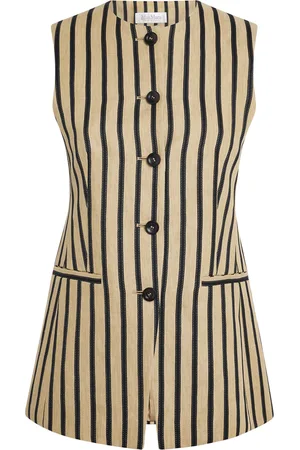 Max Mara Linen-Cotton-Blend Stripe Waistcoat