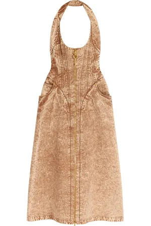 SCHIAPARELLI Denim Halterneck Midi Dress