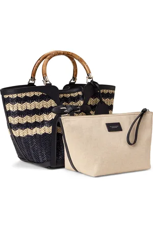 Ralph Lauren Leather-Trim Woven Ralph Tote Bag