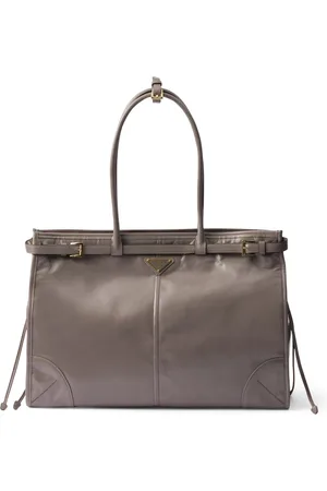 Prada Large Leather Belted Tote Bag