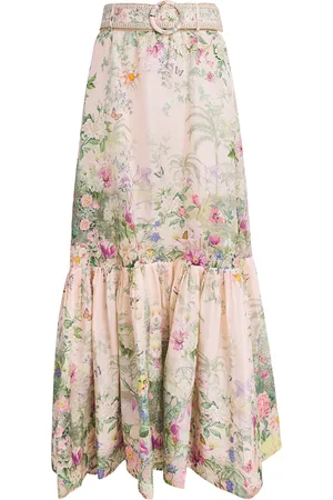 Camilla Linen-Silk Belted Maxi Skirt