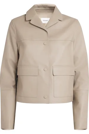 YVES SALOMON Leather Cropped Overshirt