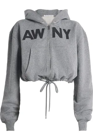 Alexander Wang Cropped Logo Zip-Up Hoodie