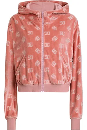Dolce & Gabbana Velvet Logo Zip-Up Hoodie