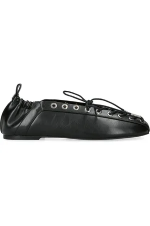 Ganni Lace-Up Eyelet Ballet Flats