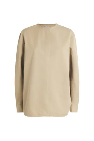 Totême Cotton Twill Collarless Shirt