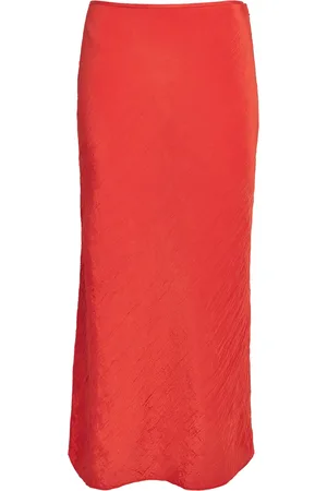 SIR Crinkle-Satin Ligera Midi Skirt