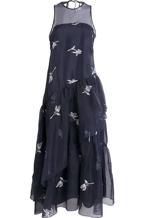 Cinq A Sept Silk Embroidered Roberta Midi Dress