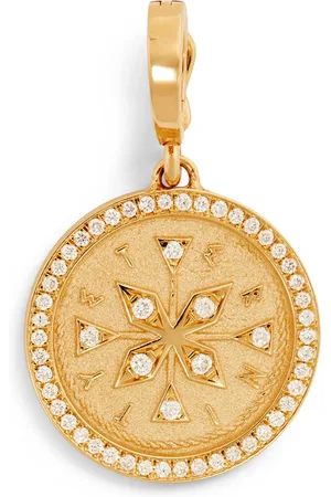 Azlee Small Yellow and Diamond Compass Coin Charm