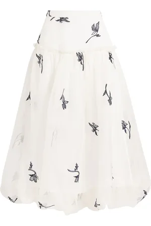 Cinq A Sept Silk Embroidered Ellah Midi Skirt