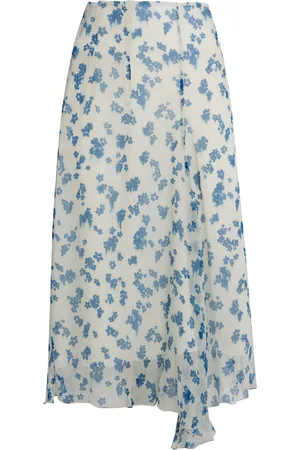 Victoria Beckham Silk Floral Midi Skirt
