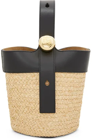 Loewe Mini Raffia Pebble Bucket Bag