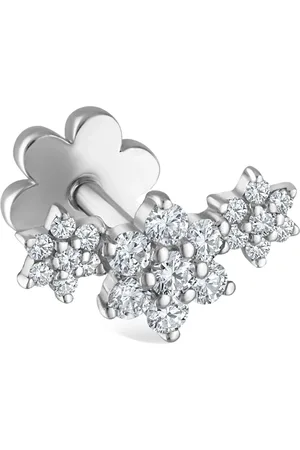 Maria Tash Gold Three Flower Garland Diamond Threaded Stud Earring