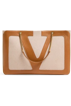 VALENTINO GARAVANI Large Canvas and Leather Viva Superstar Tote Bag