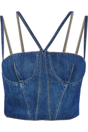 Nensi Dojaka Lina Denim Corset Top