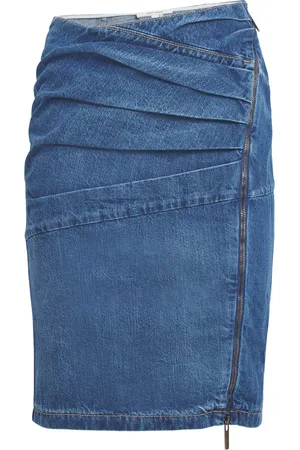 Nensi Dojaka Pleated Denim Midi Skirt