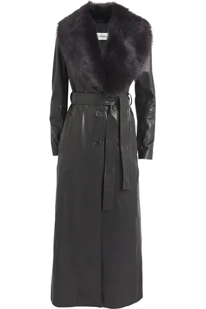 Nour Hammour Leather Shearling Trim Dakota Coat