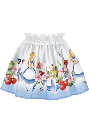MONNALISA X Disney Cotton Alice in Wonderland Print Skirt