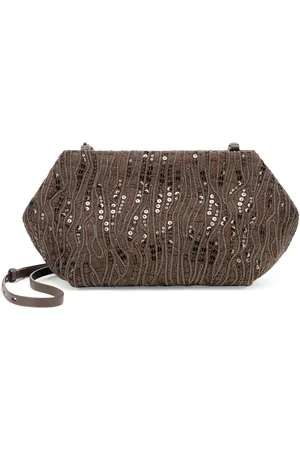 Brunello Cucinelli Cotton-Linen Embellished Cross-Body Bag