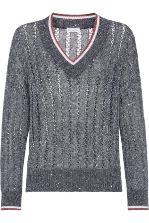 Brunello Cucinelli Linen-Blend Open Knit Sweater