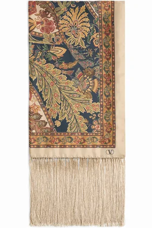 VALENTINO GARAVANI Silk Fringed Printed Scarf