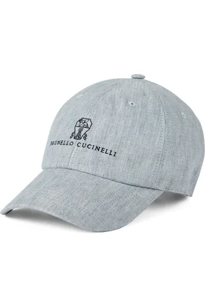 Brunello Cucinelli Délavé Linen Chevron Embroidered Baseball Cap