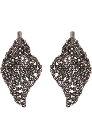 Brunello Cucinelli Sterling Silver Sculptured Drop Earrings