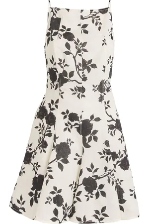 Self-Portrait Linen-Cotton Floral Mini Dress