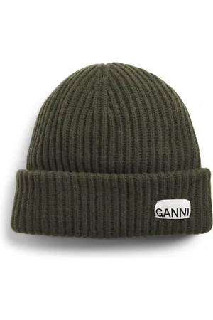 Ganni Wool-Blend Rib-Knit Beanie