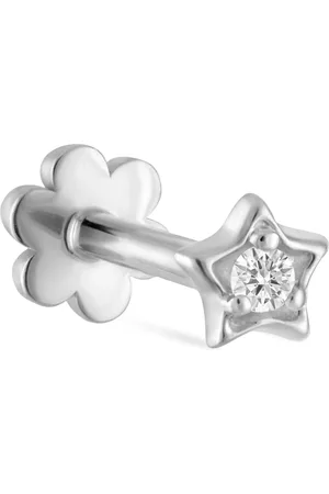 Maria Tash Gold and Diamond Solitaire Star Threaded Stud Earring