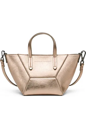 Brunello Cucinelli Mini Lamé Calfskin Bc Duo Top-Handle Bag