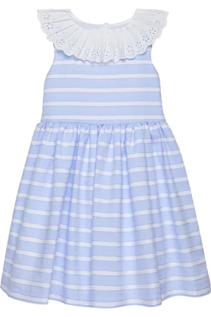 FrenchTrotters Striped Broderie-Collar Dress