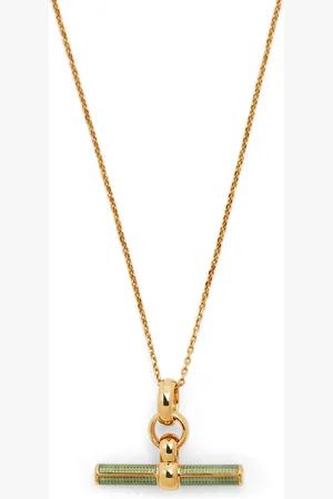Tilly Sveaas Yellow Gold-Plated and Enamel T-Bar Necklace