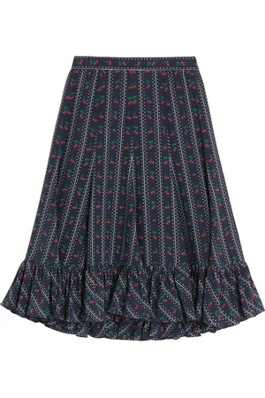 VALENTINO Silk Cherry Midi Skirt