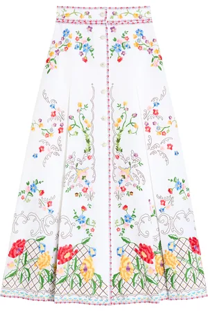 VALENTINO GARAVANI Cotton-Blend Embroidered Maxi Skirt