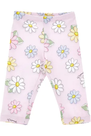 MONNALISA Stretch-Cotton Flower Print Leggings