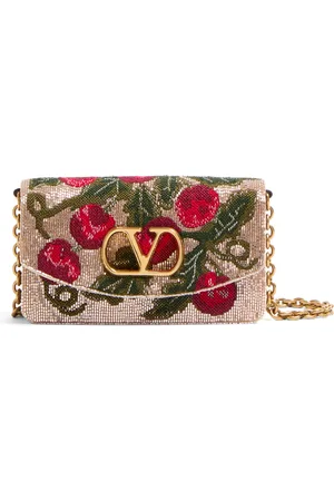 VALENTINO GARAVANI Small Silk Vain Cherry Clutch Bag