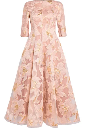 TALBOT RUNHOF Embroidered Floral Midi Dress