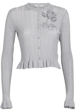 Erdem Metallic Ruffled Cardigan