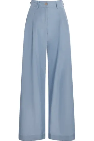 COLOMBO Cotton-Silk Wide-Leg Trousers