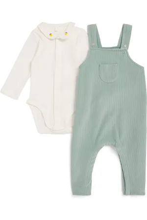 Petit Bateau Cotton Bodysuit and Dungarees Set