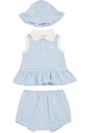 Ralph Lauren Cotton Gingham Hat, Top and Bloomers Set