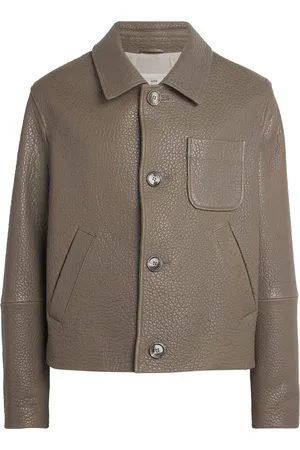 Ami Grained Leather Shirt Jacket