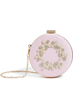 David Charles Satin Embellished Flower Shoulder Bag