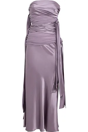 CHRISTOPHER ESBER Silk Satin Draped Midi Dress