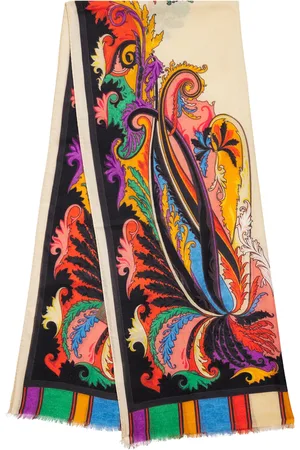 Etro Wool-Cashmere-Silk Printed Scarf