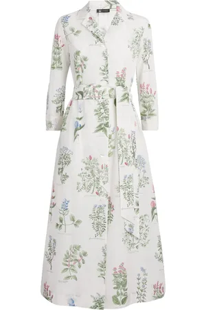 COLOMBO Cotton-Silk Floral Midi Dress