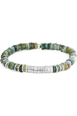 Tateossian Sterling Silver and Moss Agate Constellation Bracelet