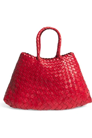 Dragon Diffusion Small Leather Woven Santa Croce Tote Bag